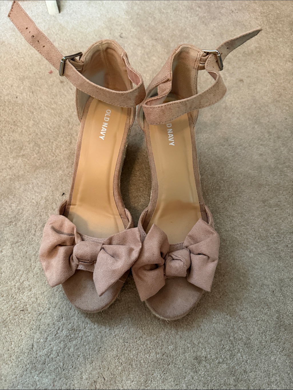 Old Navy Dusty Rose Bow Ankle-Strap Heels